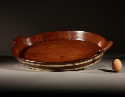 A Very Decorative and Useful Original Oval Mahogany Coopered Tray. Antique Trays 3