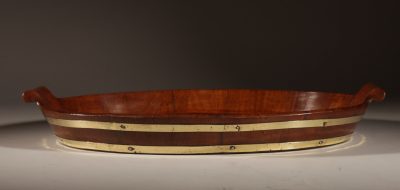 A Very Decorative and Useful Original Oval Mahogany Coopered Tray. Antique Trays 7