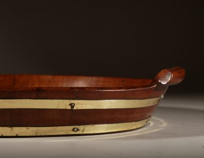 A Very Decorative and Useful Original Oval Mahogany Coopered Tray. Antique Trays 11