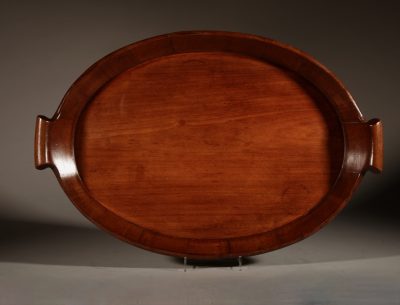 A Very Decorative and Useful Original Oval Mahogany Coopered Tray. Antique Trays 12