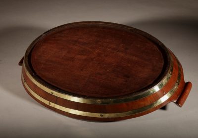 A Very Decorative and Useful Original Oval Mahogany Coopered Tray. Antique Trays 13