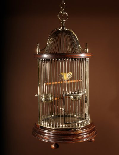 Impressive And Beautiful Walnut And Brass Birdcage Continental Circa 1920-40.  bird Antique Furniture 4