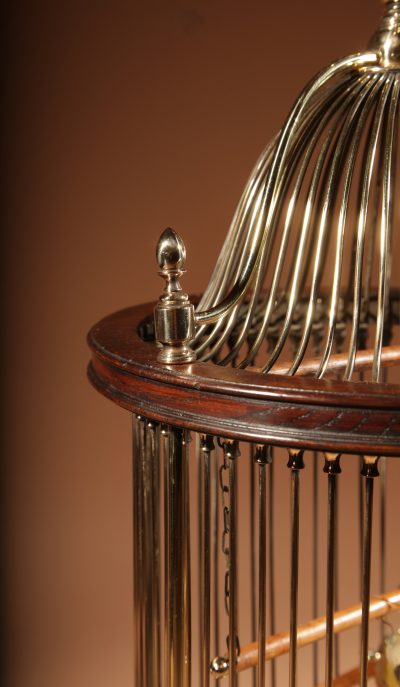 Impressive And Beautiful Walnut And Brass Birdcage Continental Circa 1920-40.  bird Antique Furniture 9