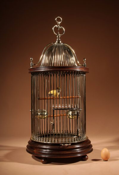 Impressive And Beautiful Walnut And Brass Birdcage Continental Circa 1920-40.  bird Antique Furniture 13