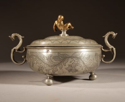 A Very Rare Pewter And Brass Birthing Bowl 18th Century. pewter Antique Metals 12