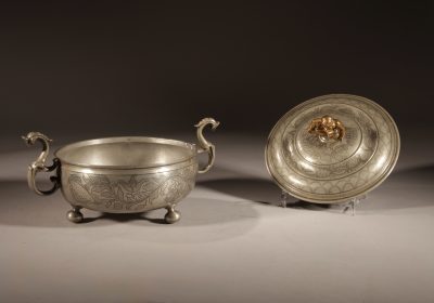 A Very Rare Pewter And Brass Birthing Bowl 18th Century. pewter Antique Metals 13