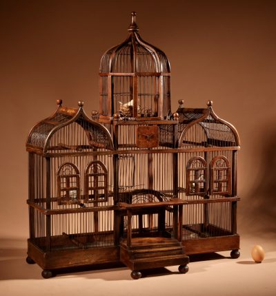 Folk Art Unusual Wood And Iron Bird Cage In The Shape Of A Church/ Country House.  bird cage Antique Collectibles 3