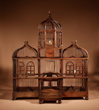 Folk Art Unusual Wood And Iron Bird Cage In The Shape Of A Church/ Country House.  bird cage Antique Collectibles 7