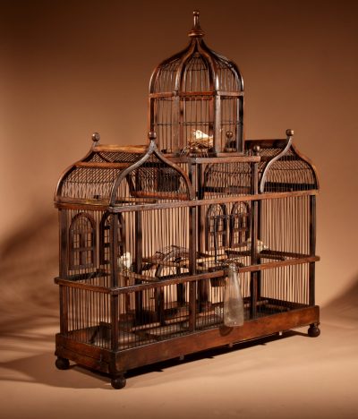 Folk Art Unusual Wood And Iron Bird Cage In The Shape Of A Church/ Country House.  bird cage Antique Collectibles 9