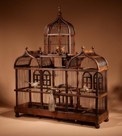 Folk Art Unusual Wood And Iron Bird Cage In The Shape Of A Church/ Country House.  bird cage Antique Collectibles 10