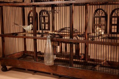 Folk Art Unusual Wood And Iron Bird Cage In The Shape Of A Church/ Country House.  bird cage Antique Collectibles 11