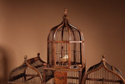 Folk Art Unusual Wood And Iron Bird Cage In The Shape Of A Church/ Country House.  bird cage Antique Collectibles 15