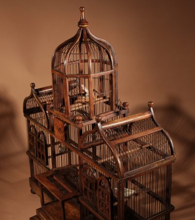 Folk Art Unusual Wood And Iron Bird Cage In The Shape Of A Church/ Country House.  bird cage Antique Collectibles 17