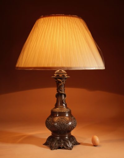 A French Original Patinated White Metal Table Lamp In The Chinese Taste. lamps Antique Lighting 3