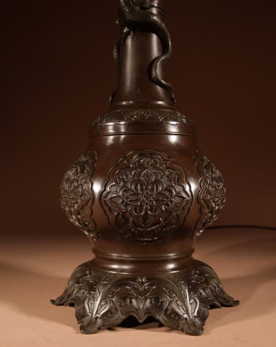 A French Original Patinated White Metal Table Lamp In The Chinese Taste. - Image 2