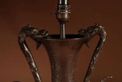 Impressive Japanese Bronze Table Lamp Meiji Period 1868-1912 Japanese Bronze Antique Lighting 12