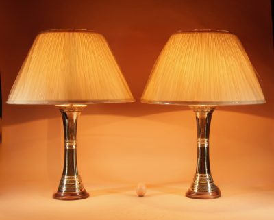 A Pair Of Chinese Very Stylish Cast Brass Table Lamps. brass Antique Lighting 3