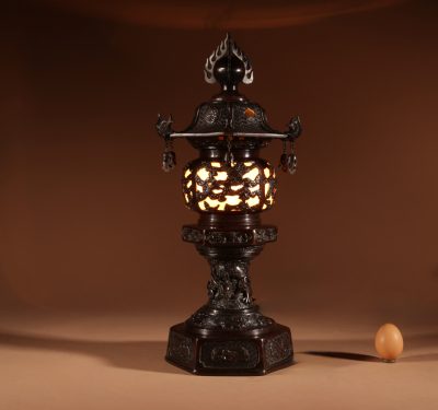 A Rare Large and Very Decorative Japanese Bronze Lantern Table Lamp bronze Antique Lighting 3