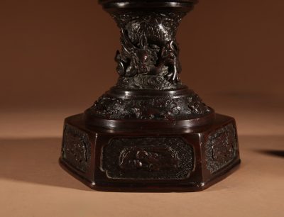 A Rare Large and Very Decorative Japanese Bronze Lantern Table Lamp - Image 2