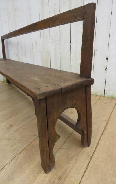 Antique French Oak Hall Bench - Image 3