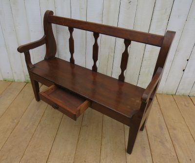 Antique French Oak Hall Bench Antique Benches 5