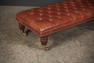 Large Buttoned Leather Footstool footstool Antique Furniture 4