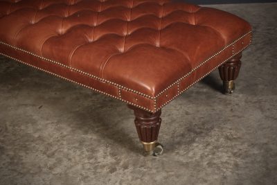 Large Buttoned Leather Footstool footstool Antique Furniture 9