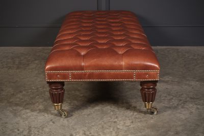 Large Buttoned Leather Footstool footstool Antique Furniture 10