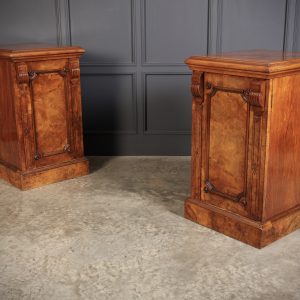 Large Pair of Figured Walnut Pedestal Cabinets Antique Cabinet Antique Cabinets