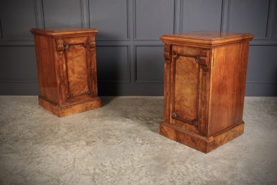 Large Pair of Figured Walnut Pedestal Cabinets Antique Cabinet Antique Cabinets 3