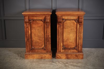 Large Pair of Figured Walnut Pedestal Cabinets Antique Cabinet Antique Cabinets 6