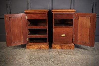 Large Pair of Figured Walnut Pedestal Cabinets Antique Cabinet Antique Cabinets 7