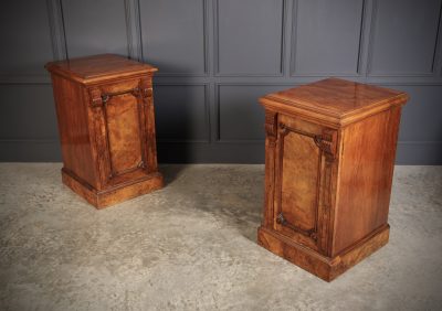 Large Pair of Figured Walnut Pedestal Cabinets Antique Cabinet Antique Cabinets 4