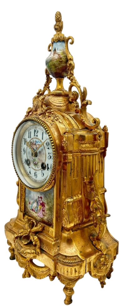 Stunning antique French 3-piece Mantel clock & candelabra set – ca1890 French ormolo mantel clock Antique Clocks 4