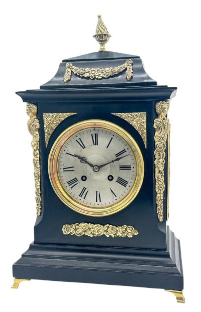 Fabulous Antique Ebonized Case Bracket Mantel clock – ca1890 French mantel clock Antique Clocks 4