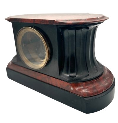 Stunning Rouge Marble & Slate 8 day Mantel clock – Ca 1870 Mantel Clock Antique Clocks 5