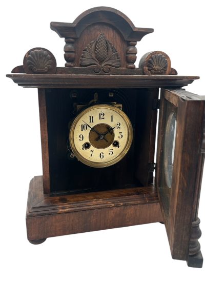 Fine German 8-Day Hand Carved Walnut Case Mantel Clock – ca 1890 Mantel Clock Antique Clocks 5