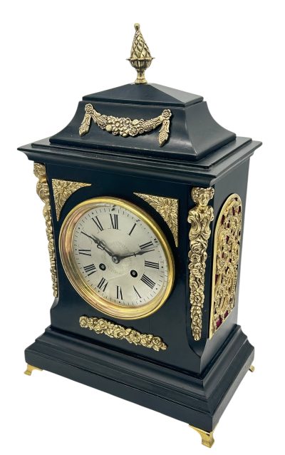 Fabulous Antique Ebonized Case Bracket Mantel clock – ca1890 French mantel clock Antique Clocks 5