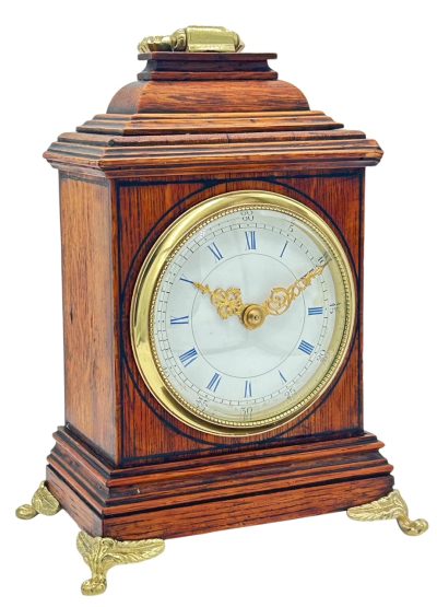 Wonderful Bracket clock shaped Miniature mantel clock – ca1905 Antique bracket clock Antique Clocks 4