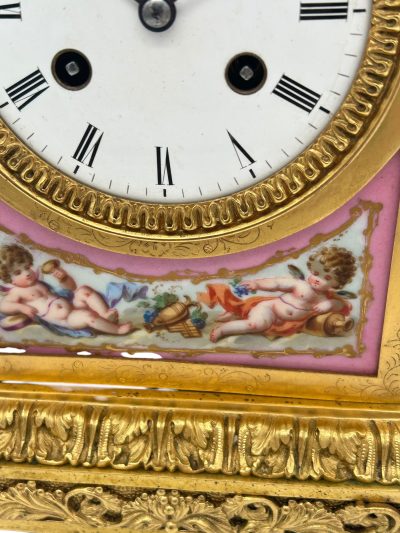 Outstanding Antique French Pink Sevres Ormolu Mantel Clock – ca1860 Sevres Antique Clocks 5