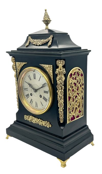 Fabulous Antique Ebonized Case Bracket Mantel clock – ca1890 French mantel clock Antique Clocks 6