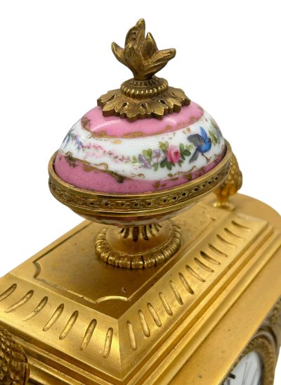 Outstanding Antique French Pink Sevres Ormolu Mantel Clock – ca1860 Sevres Antique Clocks 7