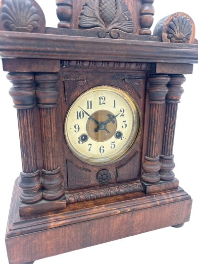 Fine German 8-Day Hand Carved Walnut Case Mantel Clock – ca 1890 Mantel Clock Antique Clocks 8