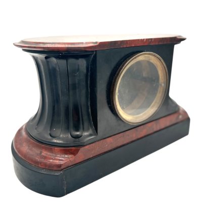 Stunning Rouge Marble & Slate 8 day Mantel clock – Ca 1870 Mantel Clock Antique Clocks 9