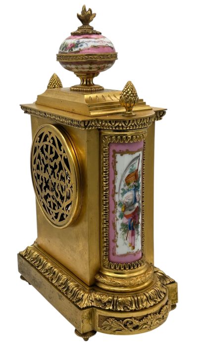 Outstanding Antique French Pink Sevres Ormolu Mantel Clock – ca1860 Sevres Antique Clocks 9