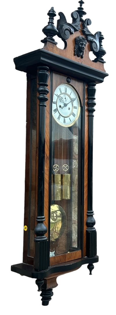 Fabulous Antique Victorian Twin Weight Vienna Regulator Walnut & Ebonized case vienna wall clock Antique Clocks 9