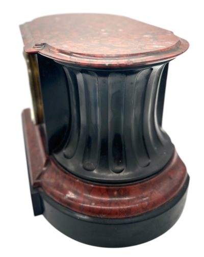 Stunning Rouge Marble & Slate 8 day Mantel clock – Ca 1870 Mantel Clock Antique Clocks 11