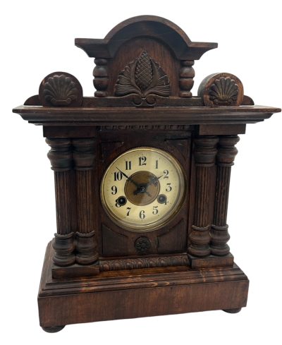 Fine German 8-Day Hand Carved Walnut Case Mantel Clock – ca 1890 Mantel Clock Antique Clocks 11