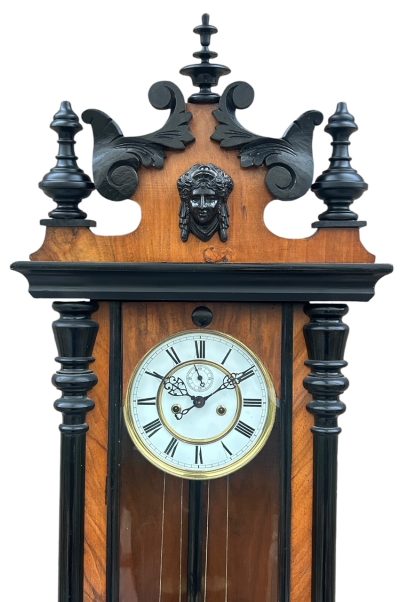 Fabulous Antique Victorian Twin Weight Vienna Regulator Walnut & Ebonized case vienna wall clock Antique Clocks 10