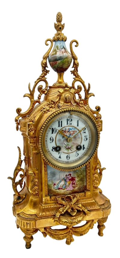 Stunning antique French 3-piece Mantel clock & candelabra set – ca1890 French ormolo mantel clock Antique Clocks 10